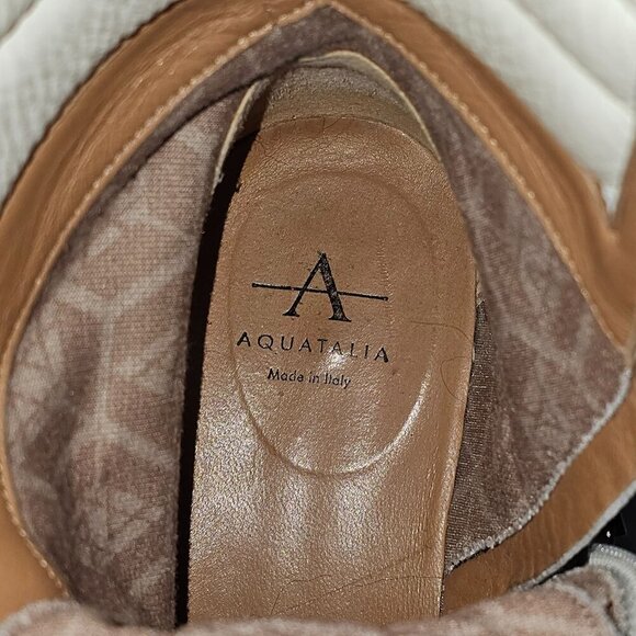 Aquatalia Laila Combat Boot Women 6 Ivory Leather Water Resistant Ankle Lug Sole - Picture 12 of 15